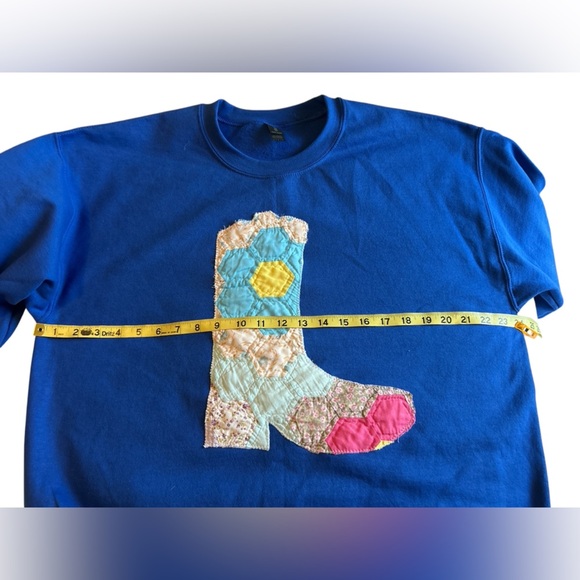 Gildan Blue Oversized Graphic Sweatshirt Long Sleeve Sz L - Picture 5 of 7